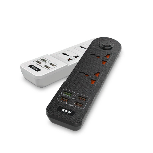 Мережевий фільтр-подовжувач BKL02-2 на 2 вилки, 4 USB, 2500 Вт, EU