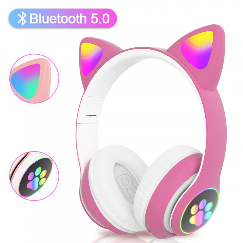 Беспроводные наушники с кошачьими ушками детские с подсветкой CAT STN-28 Bluetooth фото - 2