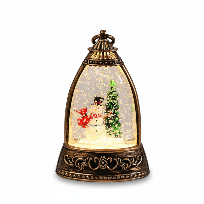 Різдвяний нічник-ліхтар &laquo;Сніжна лампа&raquo; 14&times;8,5 см з LED-підсвіткою, блискітками та різдвяними фігурками Елочка фото - 6