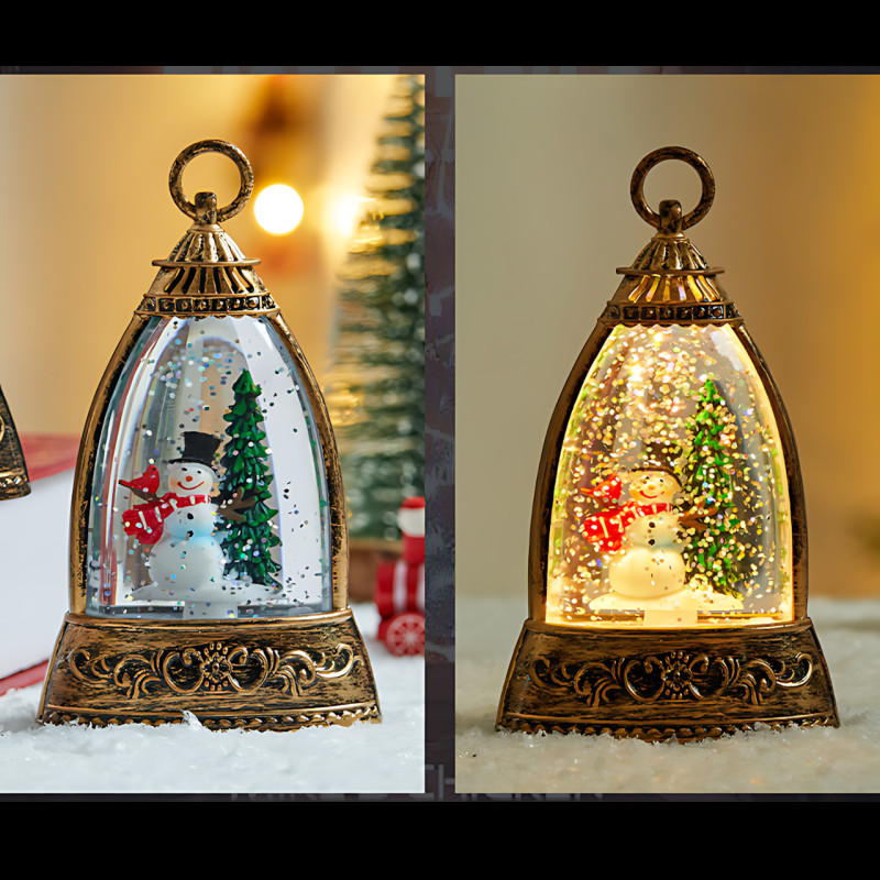 Різдвяний нічник-ліхтар &laquo;Сніжна лампа&raquo; 14&times;8,5 см з LED-підсвіткою, блискітками та різдвяними фігурками Елочка фото - 4