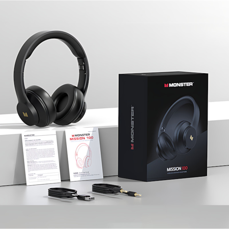 Накладные Bluetooth-наушники Monster Mission 100 с активным шумоподавлением, игровая гарнитура, черный фото - 10