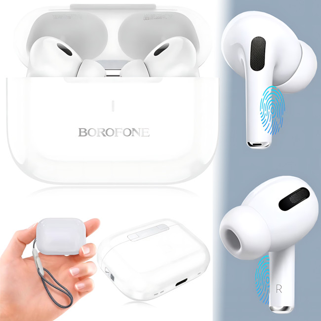 Bluetooth Гарнітура Borofone BW59 True з кейсом, бездротові навушники із сенсорним керуванням