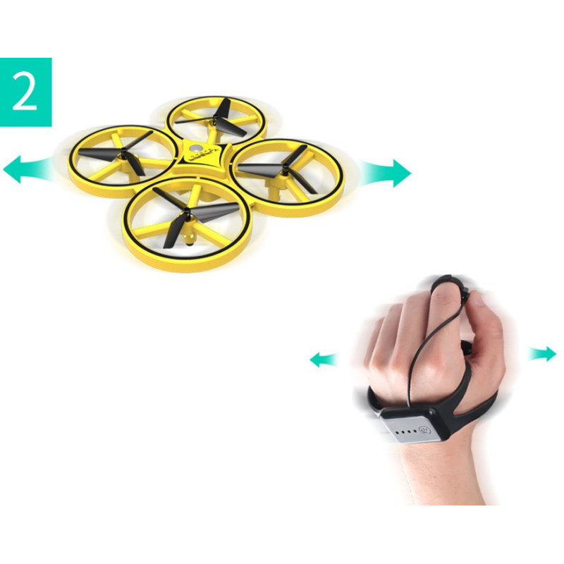 Квадрокоптер Tracker Drone LED ZF04 , управління жестами руки, LED підсвічування, з годинником фото - 2