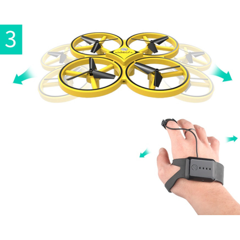 Квадрокоптер Tracker Drone LED ZF04 , управління жестами руки, LED підсвічування, з годинником фото - 3