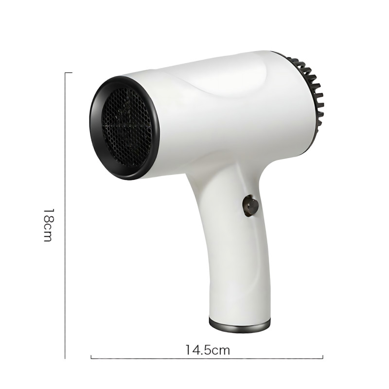 Бездротовий фен для волосся Portable Hair Dryer, 2600 mAh, 500 Вт, з гарячим і холодним обдувом та іонізацією Зелений фото - 10