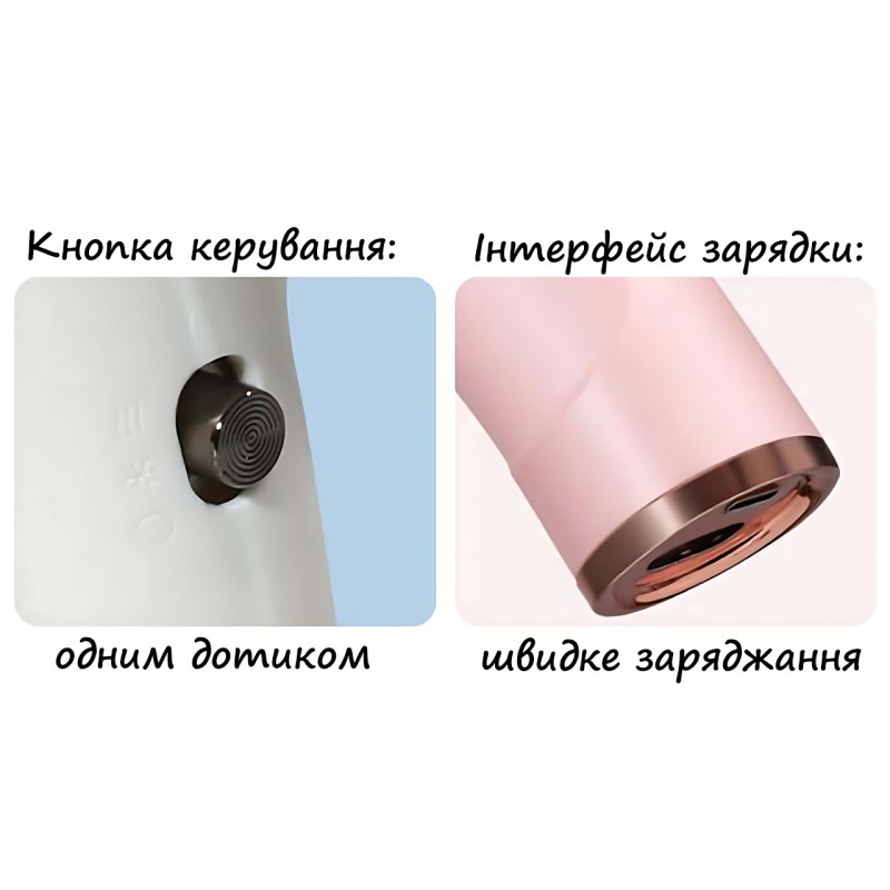Бездротовий фен для волосся Portable Hair Dryer, 2600 mAh, 500 Вт, з гарячим і холодним обдувом та іонізацією Зелений фото - 3
