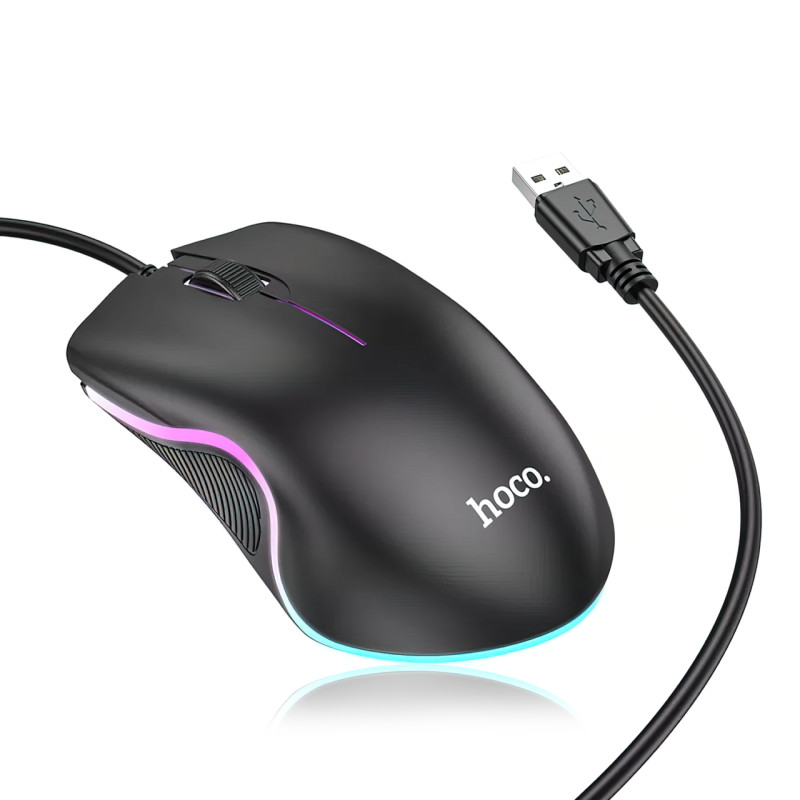 Ігрова комп'ютерна миша Hoco GM19 з RGB-підсвіткою, дротова, 1000 DPI, 3 кнопки фото - 20