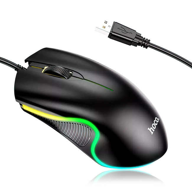 Ігрова комп'ютерна миша Hoco GM19 з RGB-підсвіткою, дротова, 1000 DPI, 3 кнопки