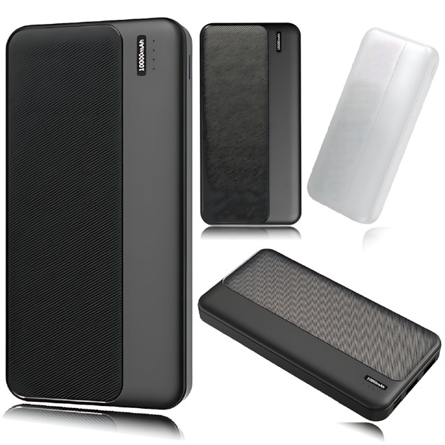 Повербанк РВ-01А, портативний зарядний, зовнішній акумулятор Power Bank 10000 mAh, 2 usb + type-c, 2.1 A, чорний