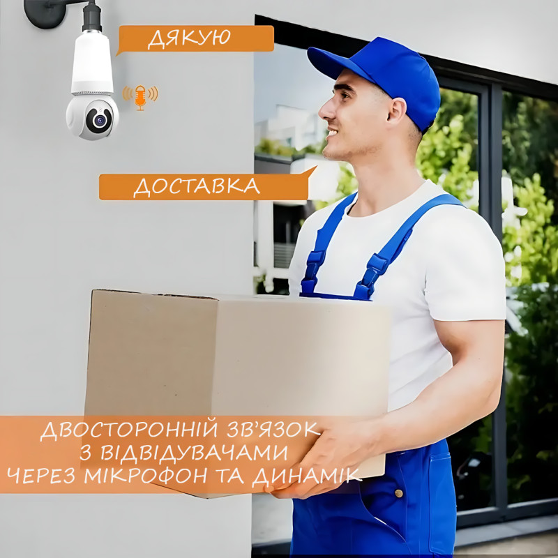 Wi-Fi камера в патрон E27, камера Panda Eyes Q26 з датчиком руху, лампою, нічним зніманням і мікрофоном фото - 7