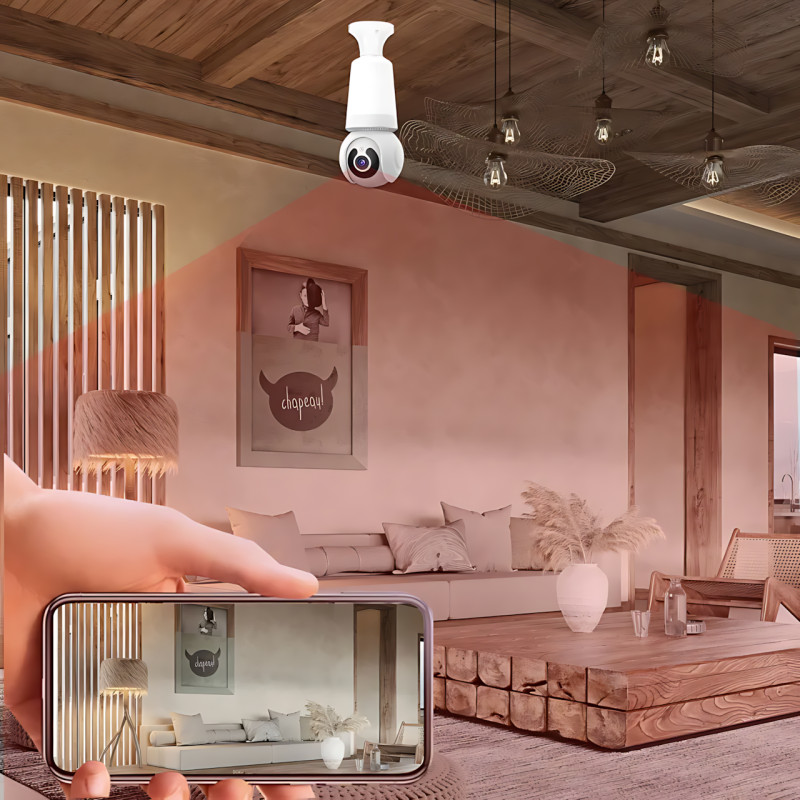 Wi-Fi камера в патрон E27, камера Panda Eyes Q26 з датчиком руху, лампою, нічним зніманням і мікрофоном фото - 10