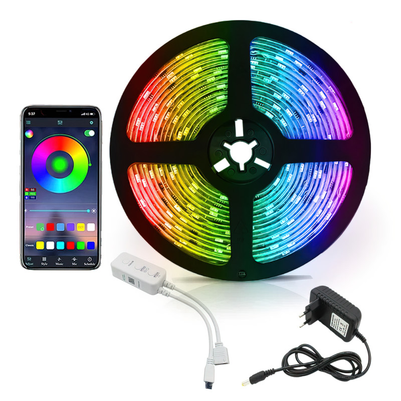 Світлодіодна стрічка 3528 RGB, самоклейні, 5 м, з пультом ДК, IP65, на 300 діодів фото - 2