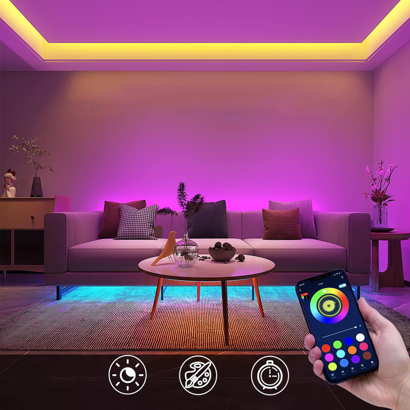 Світлодіодна стрічка 3528 RGB, самоклейні, 5 м, з пультом ДК, IP65, на 300 діодів фото - 6