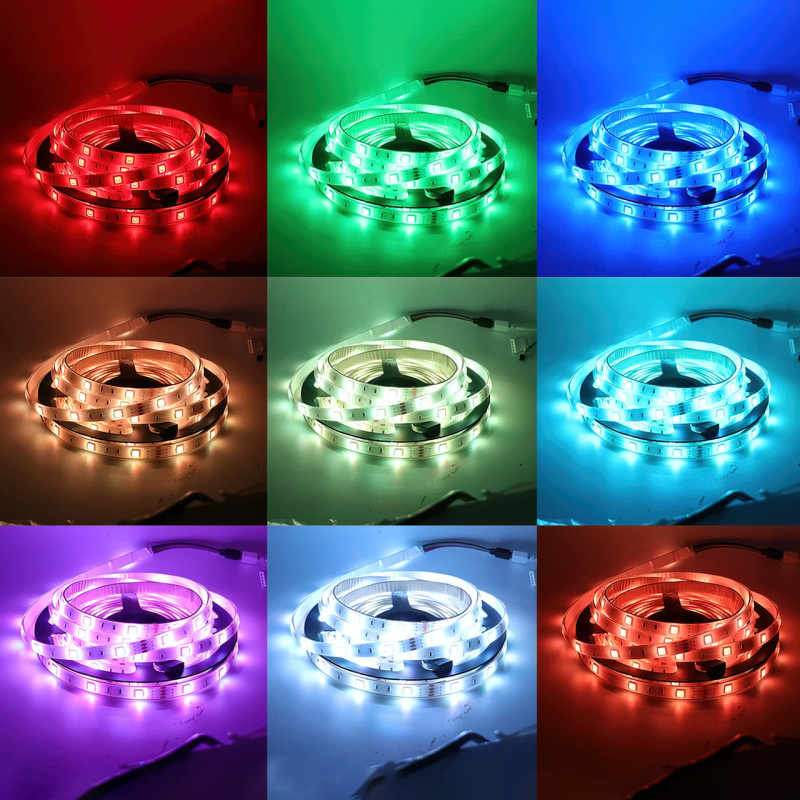 Світлодіодна стрічка 3528 RGB, самоклейні, 5 м, з пультом ДК, IP65, на 300 діодів фото - 4