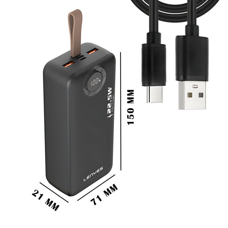 Power bank LENYES PX387D 30000mAh 22.5W с LED дисплеем, поддержкой быстрой зарядки фото - 8