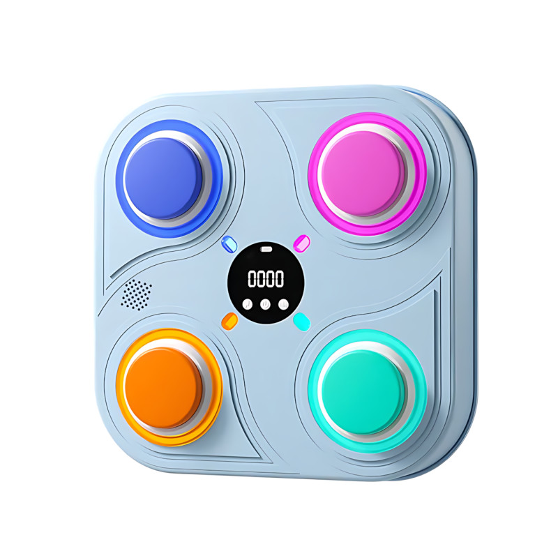 Тренажер для бокса с музыкой и RGB подсветкой, интерактивная мишень Boxing target 33 см, голубой фото - 2