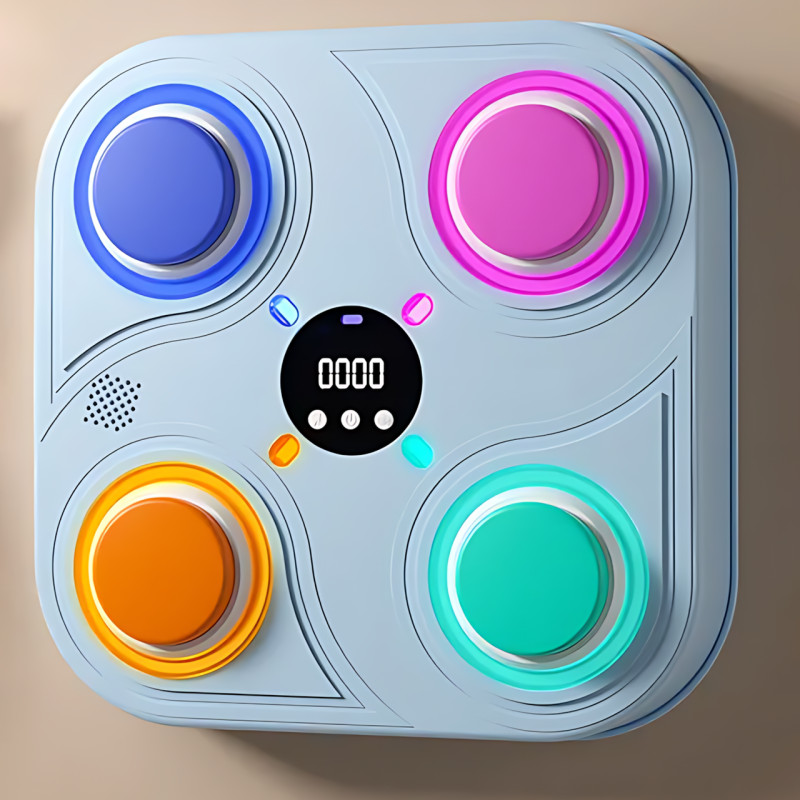 Тренажер для бокса с музыкой и RGB подсветкой, интерактивная мишень Boxing target 33 см, голубой фото - 3