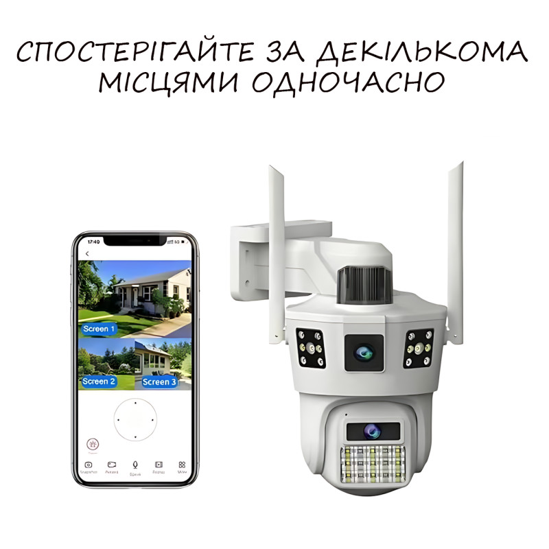 Уличная Wi-Fi камера видеонаблюдения 12 Мп SD 39 с поворотом и ночным видением, с 2 линзами и 4G фото - 4
