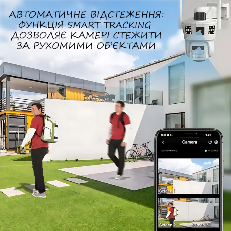 Уличная Wi-Fi камера видеонаблюдения 12 Мп SD 39 с поворотом и ночным видением, с 2 линзами и 4G фото - 6