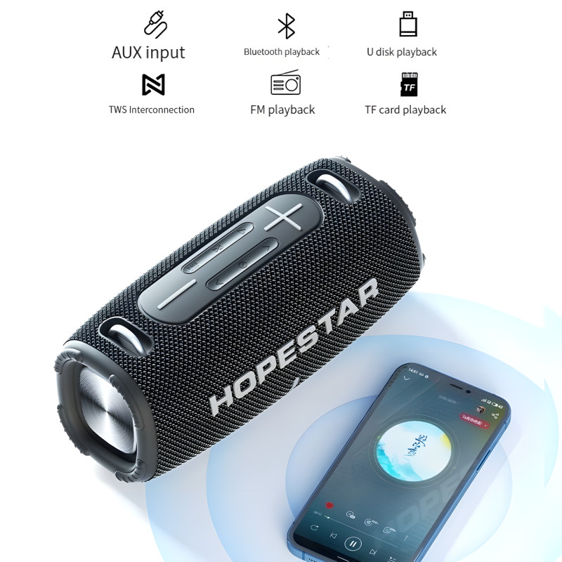 Портативная беспроводная колонка Hopestar H50, 20w, водонепроницаемая Красный фото - 4