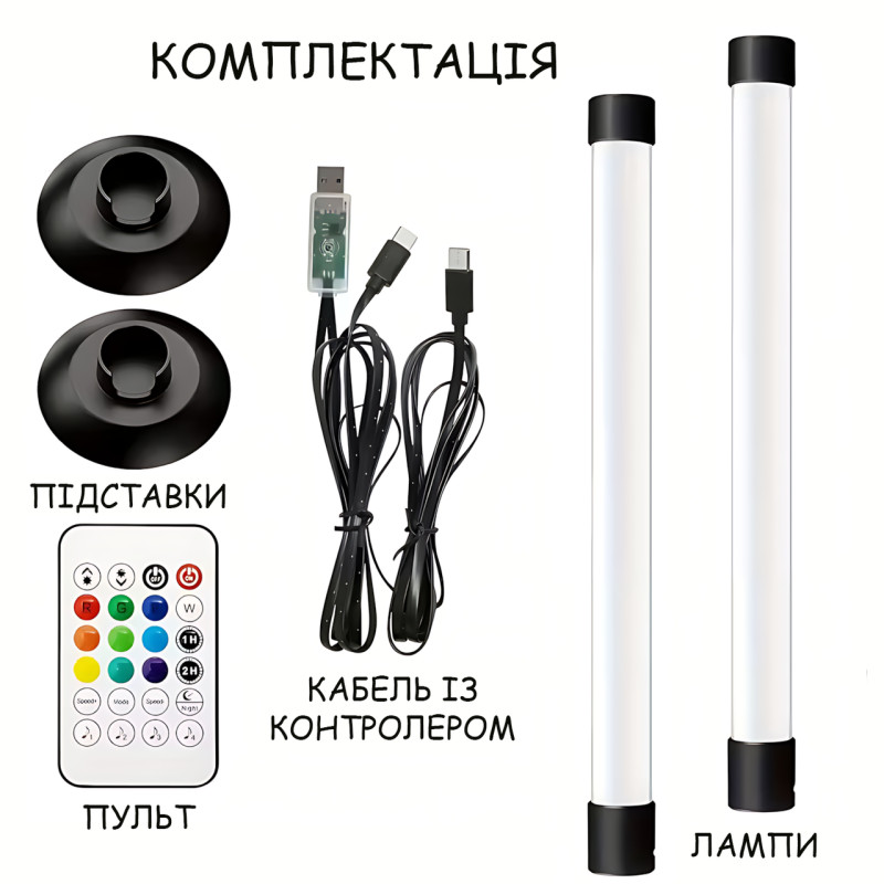 Настольный атмосферный RGB светильник USB MA767, 2 LED RGBIC панели, умное управление с телефона и пульта, синхронизация с музыкой фото - 9