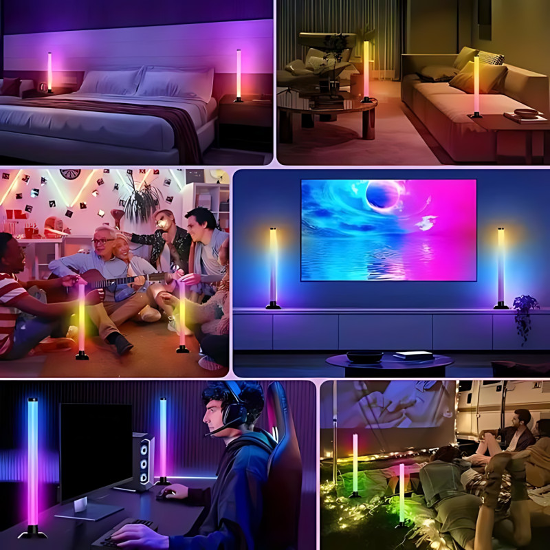 Настольный атмосферный RGB светильник USB MA767, 2 LED RGBIC панели, умное управление с телефона и пульта, синхронизация с музыкой фото - 8