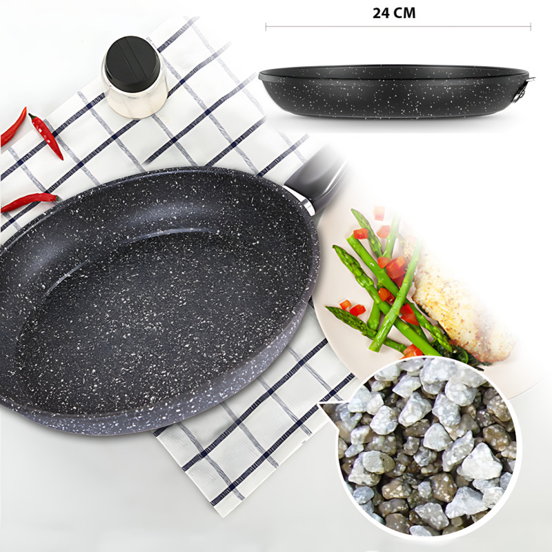 Сковорода Higher Kitchen KH-320, 24 см, антипригарне мармурове покриття, soft-touch ручка, для всіх плит фото - 8