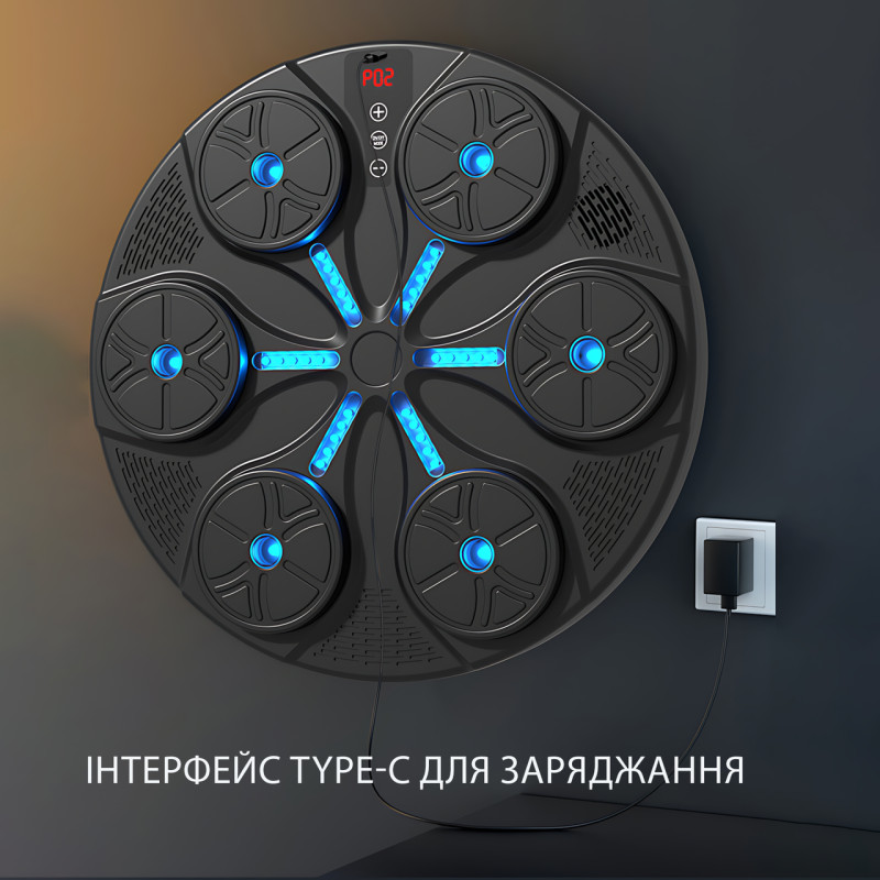 Боксерская мишень с RGB-подсветкой и музыкой – 350 мм, Bluetooth, LED-дисплей фото - 4