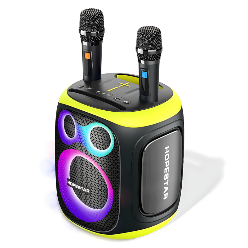 Бездротова Bluetooth-колонка Hopestar Party 130, 120 Вт, 22000 мА·год, 2 мікрофони, караоке, TWS, LED, IPX5 Чорний фото - 2