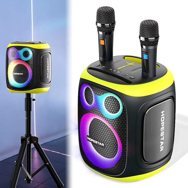 Бездротова Bluetooth-колонка Hopestar Party 130, 120 Вт, 22000 мА·год, 2 мікрофони, караоке, TWS, LED, IPX5 Чорний