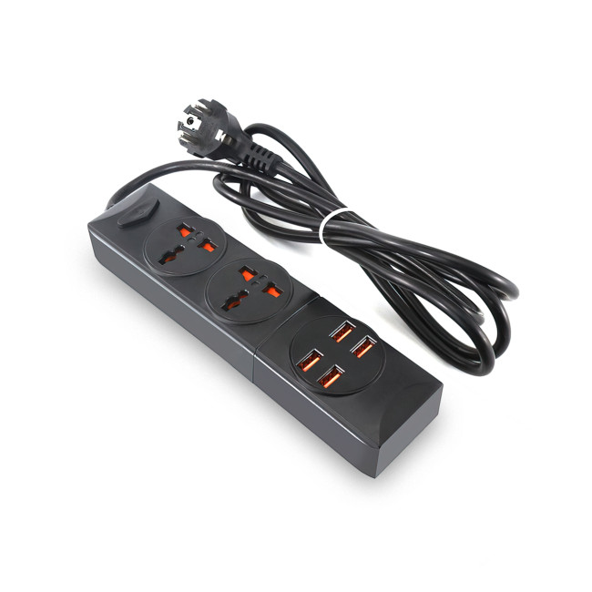 Мережевий фільтр-подовжувач BKL01-2 на 2 вилки, 4 USB, 2500 Вт, EU