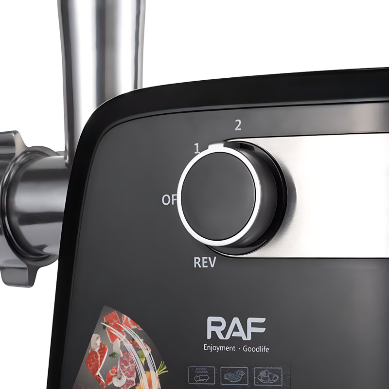 Профессиональная электрическая мясорубка RAF R.3362, 1000 Вт, из нержавеющей стали, реверс, с насадками фото - 7