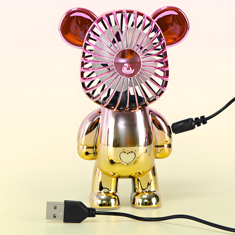 Мінівентилятор "Ведмедик" ручний, безшумний, USB + акумулятор, 3 швидкості, 140×93×63 мм, 200 г фото - 5