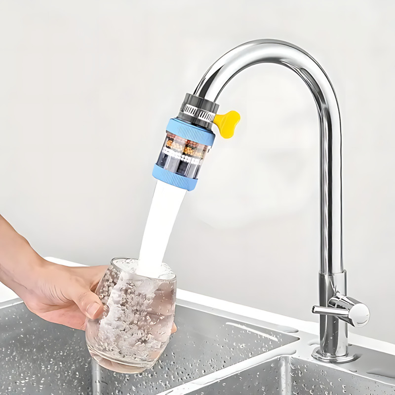 Фильтр-насадка на кран 6-в-1, многоразовая, водосберегающая, для горячей/холодной воды, 6-слоев очистки Белый фото - 5