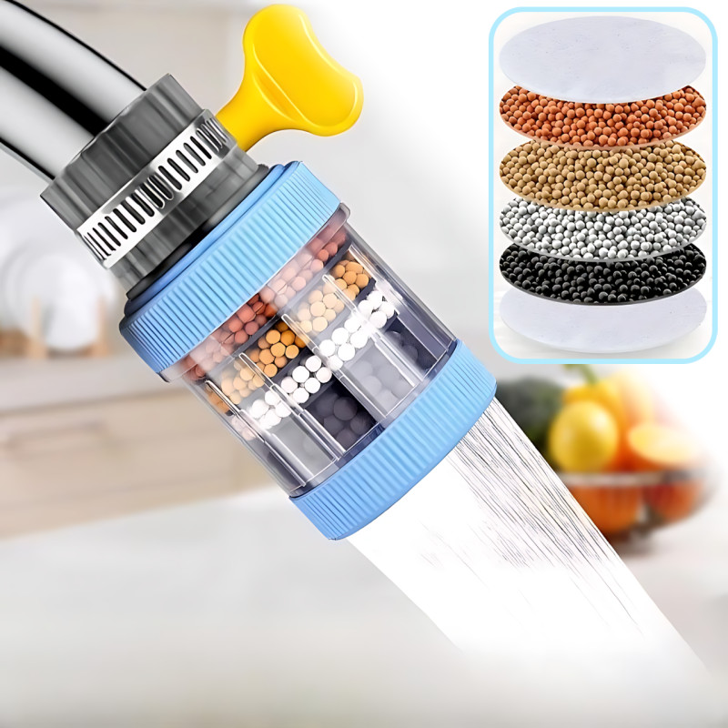 Фильтр-насадка на кран 6-в-1, многоразовая, водосберегающая, для горячей/холодной воды, 6-слоев очистки Белый фото - 8