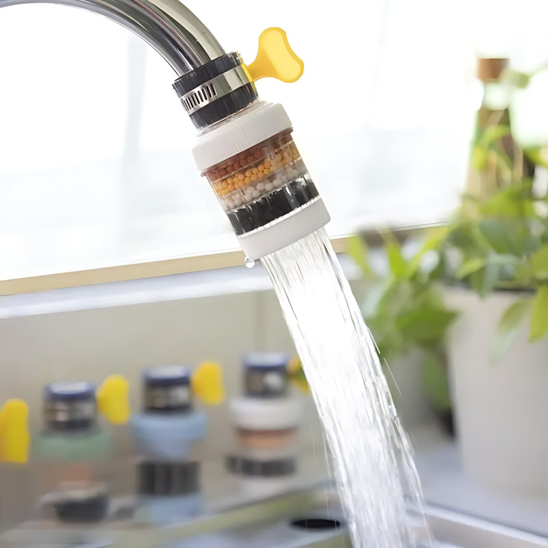 Фильтр-насадка на кран 6-в-1, многоразовая, водосберегающая, для горячей/холодной воды, 6-слоев очистки Белый фото - 3