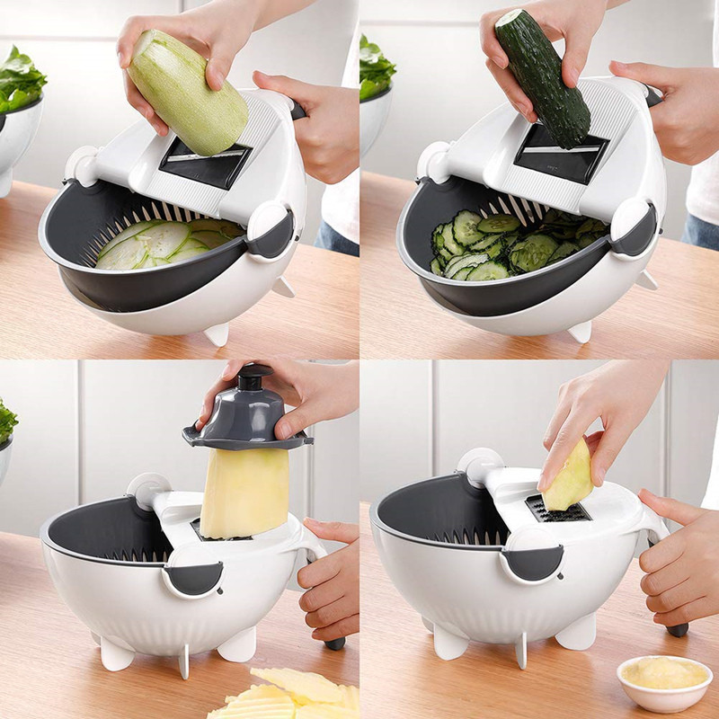 Мультислайсер 9 в 1 Basket vegetable cutter, овочерізка з насадками, ніж для чищення у подарунок фото - 6