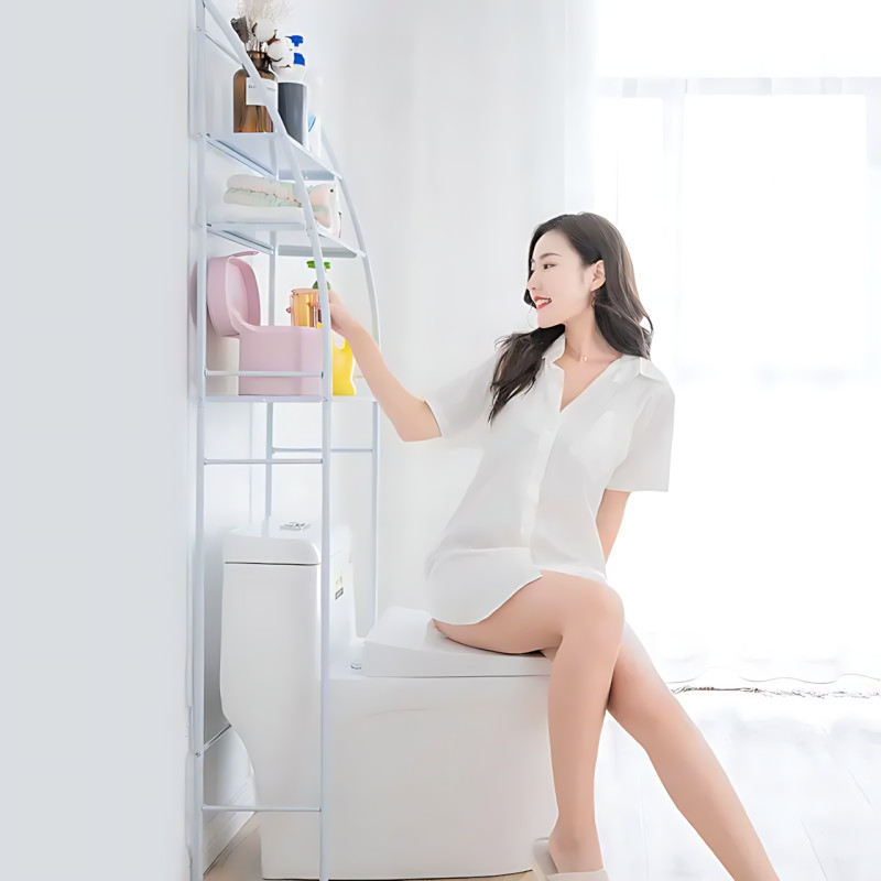 Полка-стеллаж напольная над стиральной машиной Laundry Rack 361 WO, 3 яруса, до 20 кг,  65×25×165 см,белый фото - 9