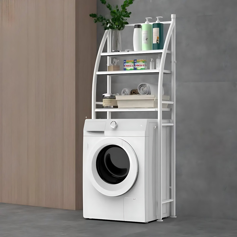 Полка-стеллаж напольная над стиральной машиной Laundry Rack 361 WO, 3 яруса, до 20 кг,  65×25×165 см,белый фото - 4