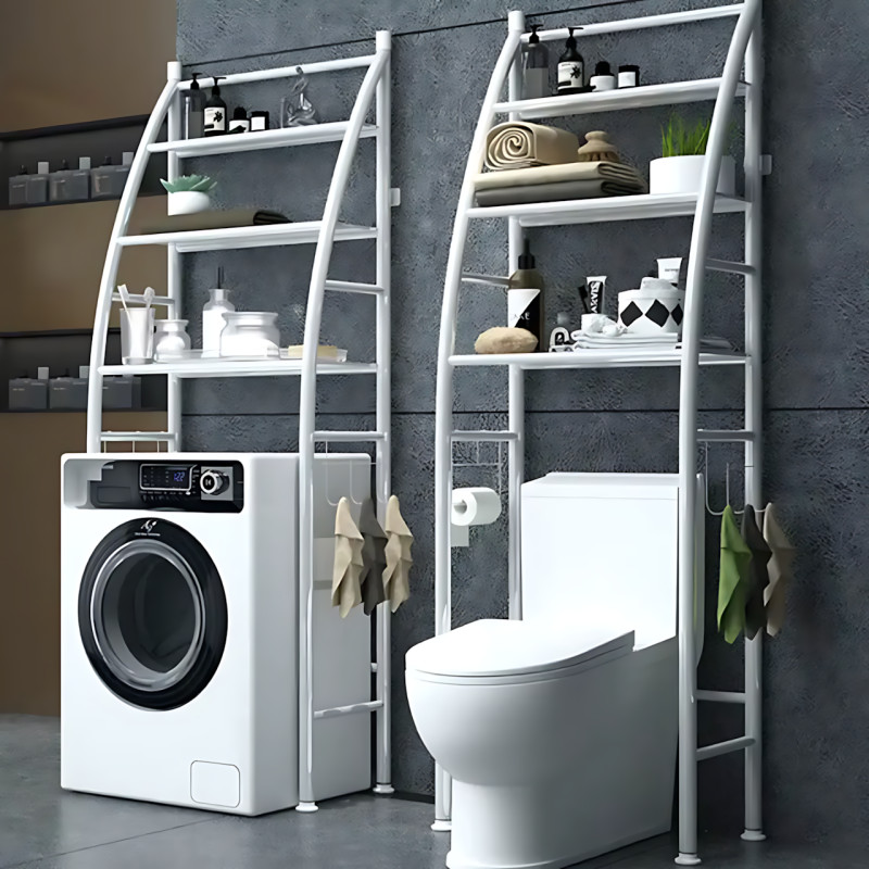 Полка-стеллаж напольная над стиральной машиной Laundry Rack 361 WO, 3 яруса, до 20 кг,  65×25×165 см,белый фото - 2