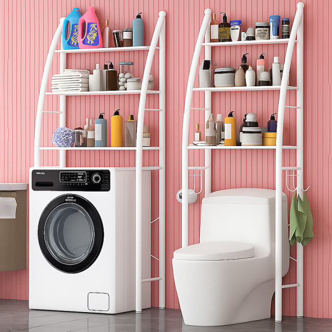 Полка-стеллаж напольная над стиральной машиной Laundry Rack 361 WO, 3 яруса, до 20 кг,  65×25×165 см,белый
