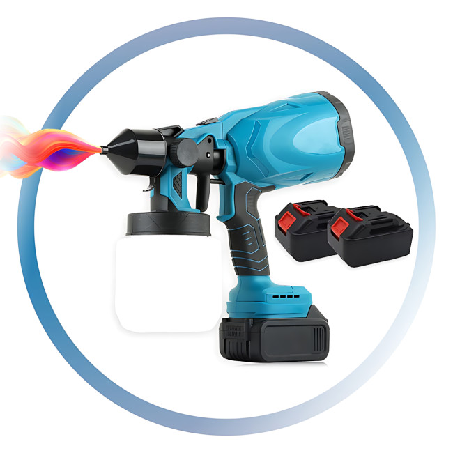 Краскопульт 21 В, 1500 мАч, 800 мл, электрический, беспроводной, 2 АКБ, съёмная головка, 3 режима, 1200 мл/мин