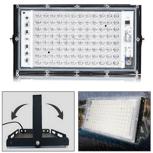 Прожектор LED LIGHT 220V 150W | 6500K, IP65, холодний білий, 120 діодів, настінне кріплення, ручка та петля