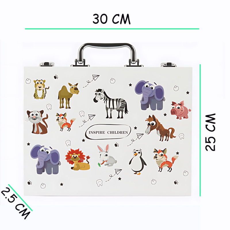 Набор для творчества и рисования 001 в алюминиевом чемодане, 68 предметов, кейс-мольберт 30&times;25&times;2,5 см, художественный набор фото - 8