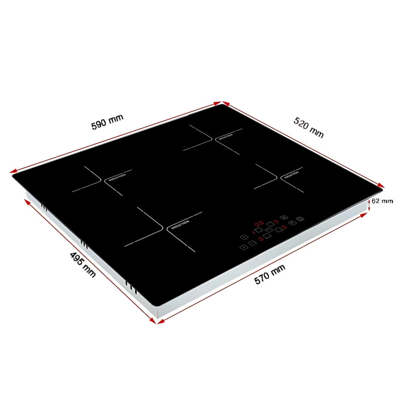 Индукционная электроплита Domotec MS-5864, настольная, 4 конфорки, 5900 Вт, сенсорное управление, склокерамика, черная фото - 9