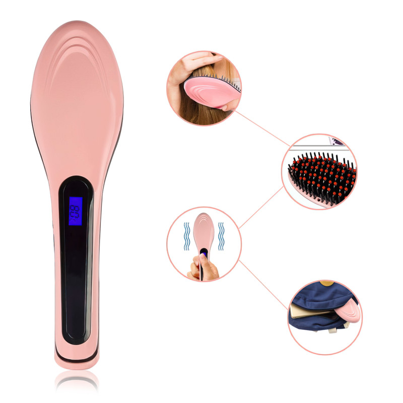 Расческа-выпрямитель FAST HAIR STRAIGHTENER, 29 Вт, до 230 градусов, турмалиновые покрытие, с дисплеем фото - 5