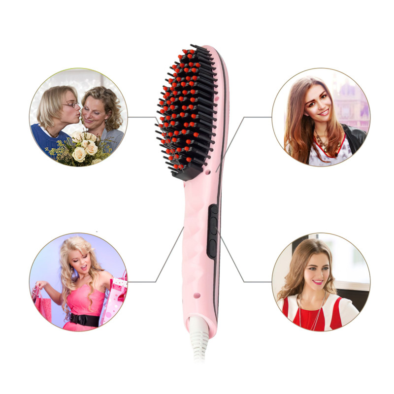 Расческа-выпрямитель FAST HAIR STRAIGHTENER, 29 Вт, до 230 градусов, турмалиновые покрытие, с дисплеем фото - 7