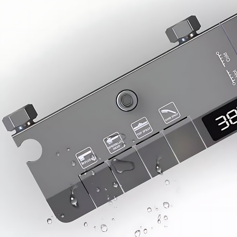 Душевая система с тропическим душем, цифровым дисплеем, термостатом, 4 режимами, латунный корпус, верхняя+ручная лейки+гигдродуш фото - 5