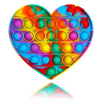 Великий POP IT Heart веселка, 27 кнопок, різні форми, дитяча інтерактивна іграшка, антистрес, SPA силікон