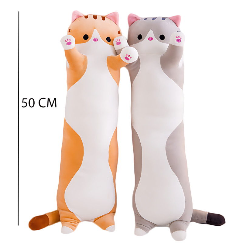 Игрушка подушка Кот Батон, плюшевая антистресс обнимашка DOLL 1498 на молнии, серый/рыжий 50 фото - 10